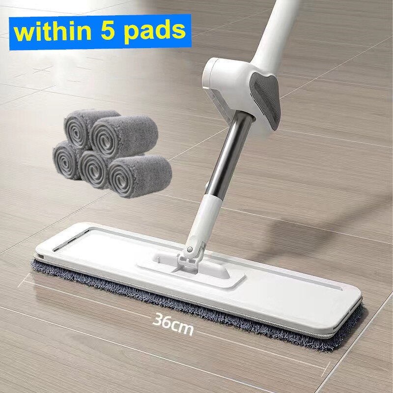 quetschen Mopp Mit Eimer Für Waschen Boden Selbst Reinigung Werkzeuge Flach Wischer Wringen Automatische Hause Helfen Faul Lappen Haus Blitz bietet: 36cm innerhalb 5 Pads