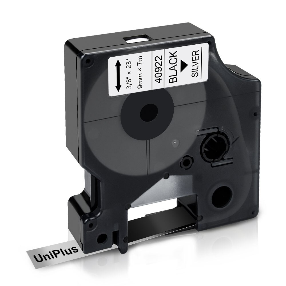 UniPlus Compatible Dymo D1 Label Tape 40922 Black on Silver 9mm*7m Labeling for Dymo Label Maker Printer Ribbon LabelPoint 350