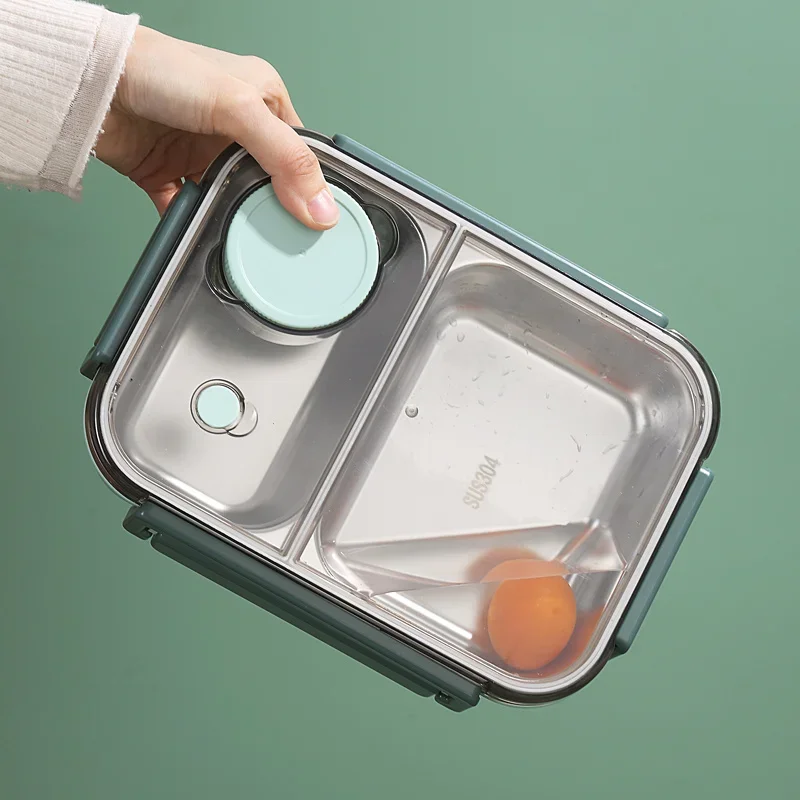 Lunchbox van 304 roestvrij staal met servies voor volwassenen Kinderen Lekvrije lunchcontainer Draagbare roosters Bento Box Voedselcontainers