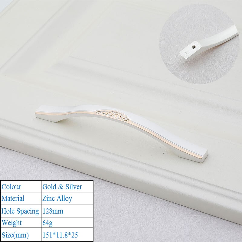 High Grade European Style Silver Kitchen Cabinet Handles Drawers Wine Cabinet Bedroom Interior Door Handle Drawer Flush Handles: 2259-128mm