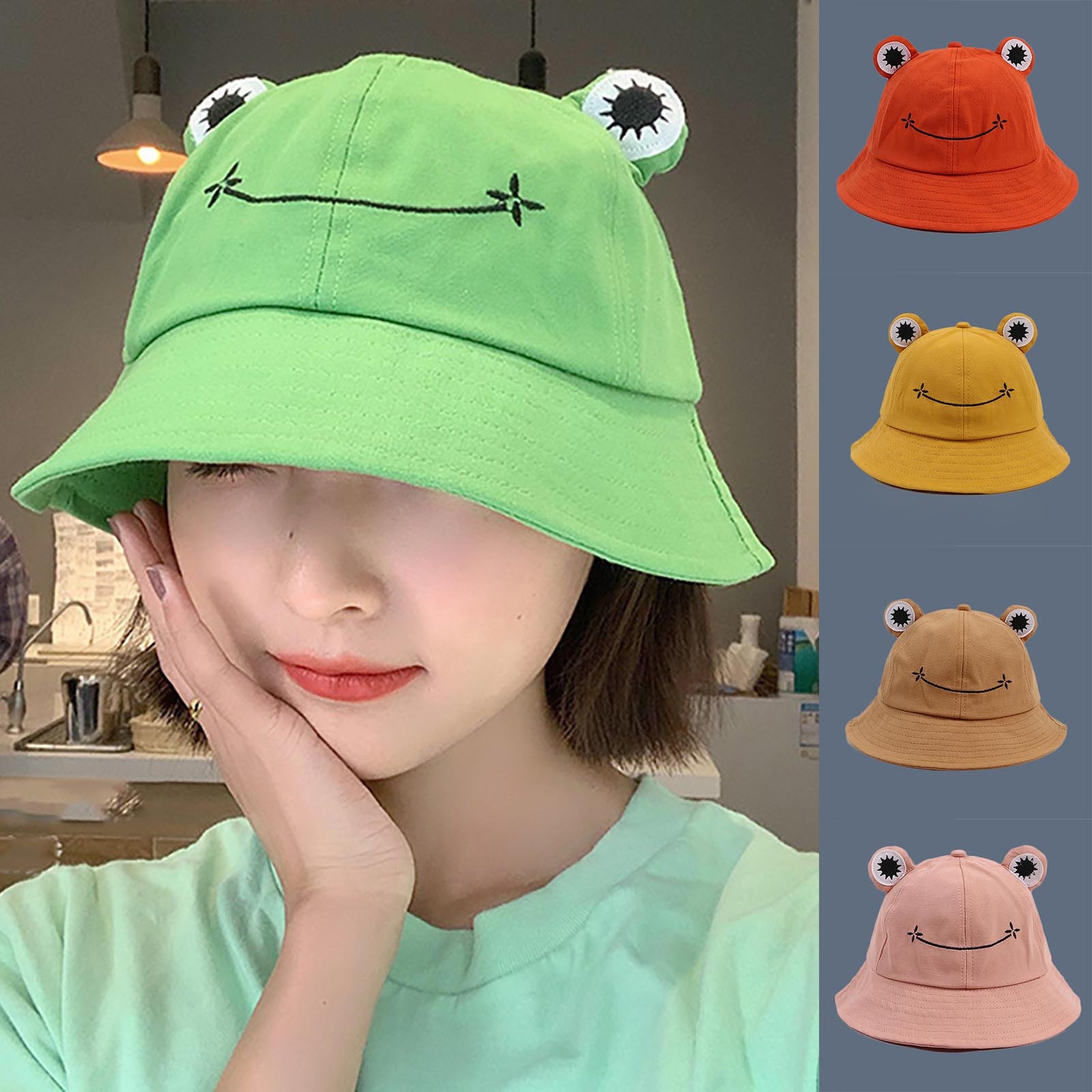 Girls Cute Frogs Hats Winter Cute Animal Hiking Beach Fishing Cap Hats Photography Bucket Hat Comfortable Photography Headdress