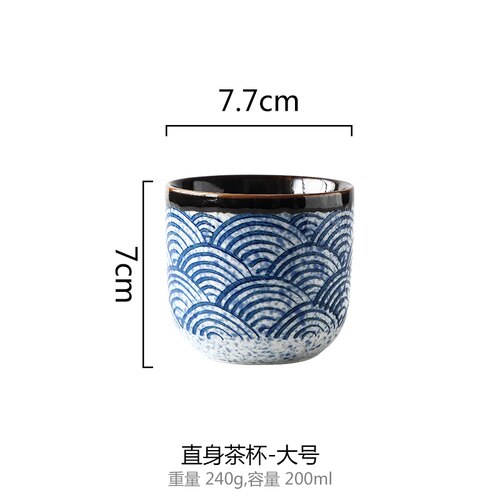 Hav krusning japansk stil husstand tekande keramisk tekande kungfu te sæt filter tekande tekop restaurant enkelt pot: D 7.7 x 7.7 x 7cm