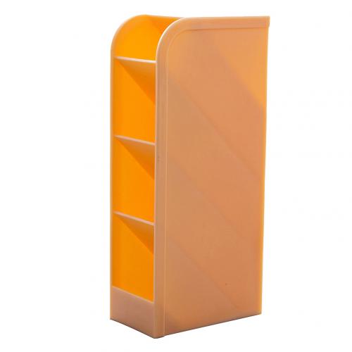 Porta pluma de escritorio multifunción de 4 rejillas estuche de almacenamiento para oficina y escuela, caja de plástico transparente, blanco y negro, organizador de lápices: YELLOW