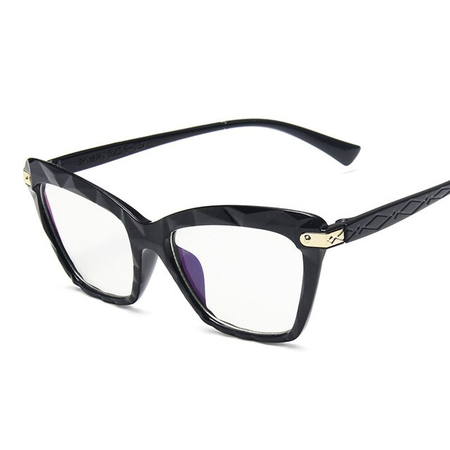Lunettes anti-lumière bleue œil de chat pour femmes, monture noire, verres transparents, bloquant la lumière bleue, pour ordinateur: Noir