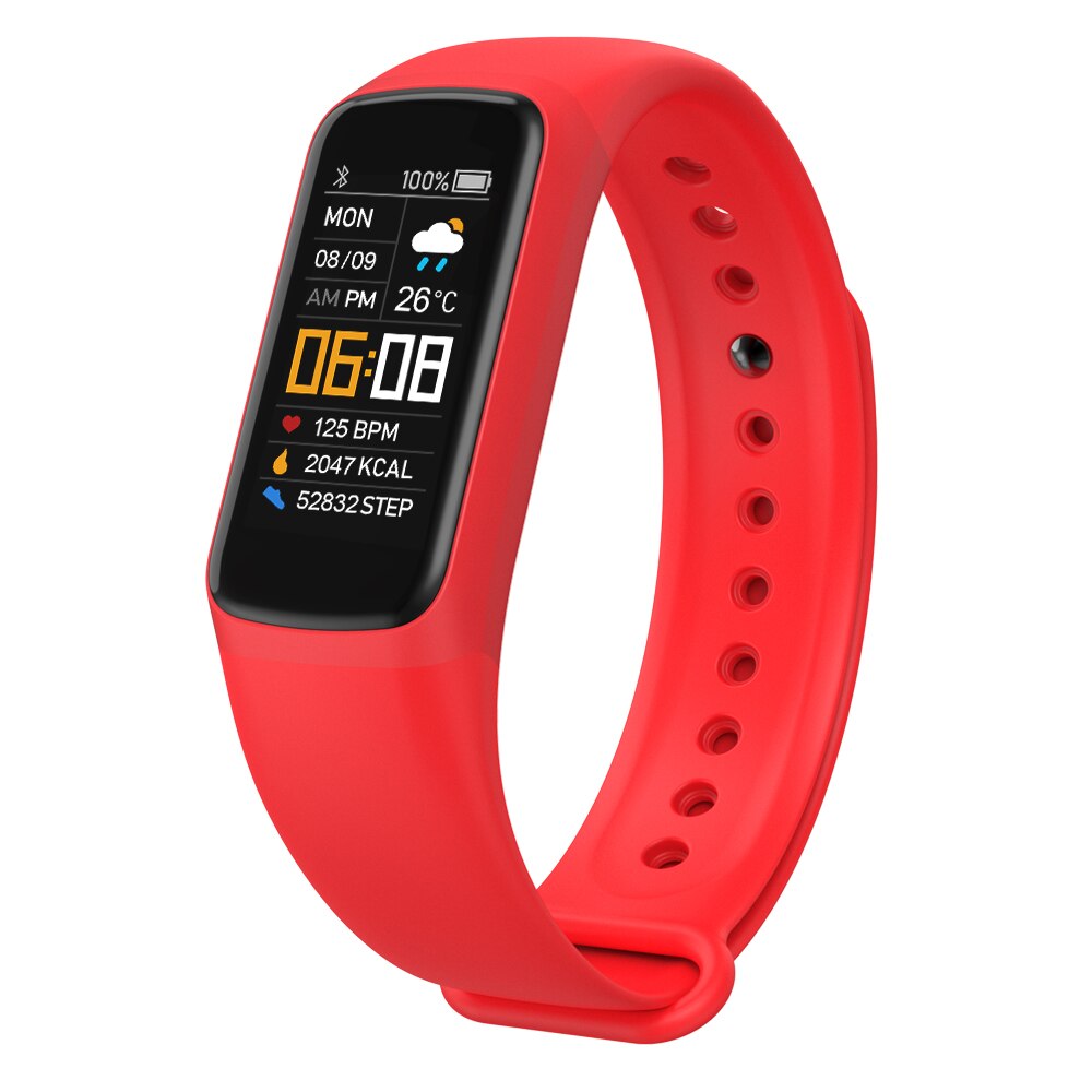 Men Smart Watch Kids Waterproof Smart Fitness Bracelet Women Smart Band Heart Rate Watch: Red