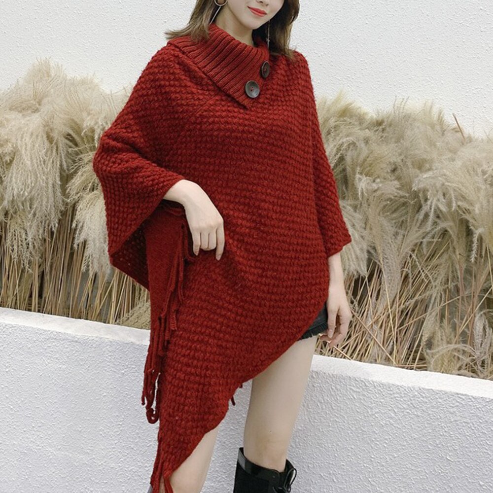 Jocoo Jolee, partes superiores nuevas de estilo coreano para mujer, abrigos de invierno sueltos y suaves informales con capa con borlas, abrigo de punto, suéter, Harajuku para mujer