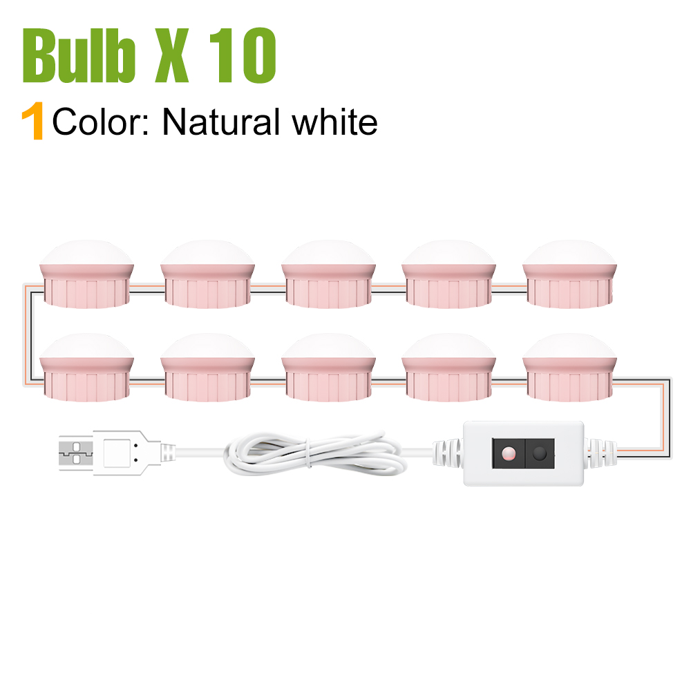 Miroir de maquillage à LED avec ampoule IQUE Table, lampe à intensité variable, décoration de chambre à coucher, miroirs cosmétiques, éclairage de remplissage, DC 5V: Naturel Blanc