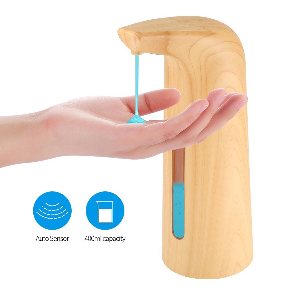 Dispensador automático de jabón líquido, desinfectante infrarrojo IR sin contacto para baño y cocina, 400Ml: light mahogany