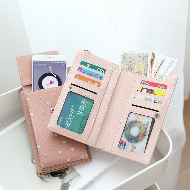 Female Phone Wallet Long Mobile Phone Bag Printing Multifunctional Cute Purse Large Messenger Bags For Student Girl