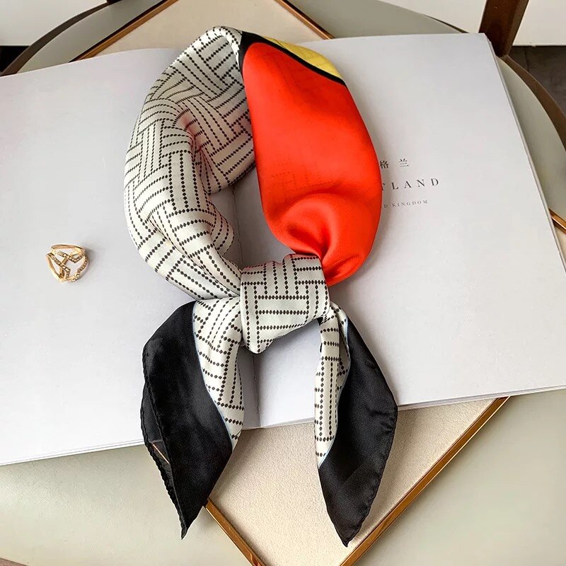 Silke satin hår tørklæde til kvinder tørklæde print bandana hoved tørklæder 70*70cm små sjaler hals tørklæder til damer: 3