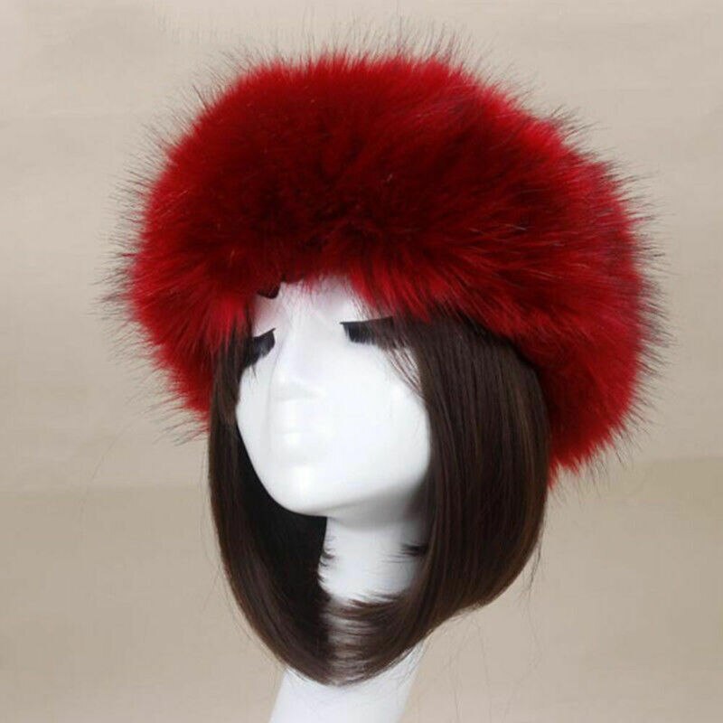 Winter Dikke Harige Haarband Fluffy Russische Faux Fur Vrouwen Meisje Bont Hoofdband Hoed Winter Outdoor Earwarmer Ski Hoeden