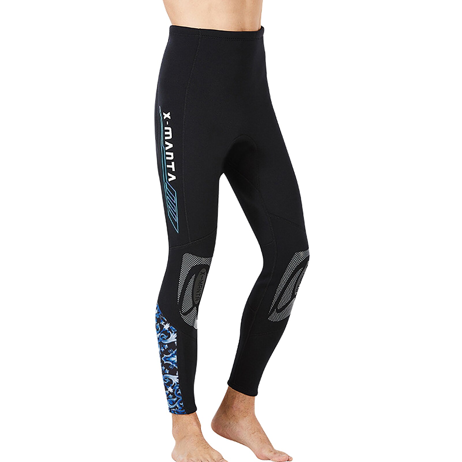 Leggings de plongée en néoprène 3mm pour femmes/hommes, pantalon serré de plongée en apnée et de surf, chaleur épaissie et protection solaire: Male Blue / XXL