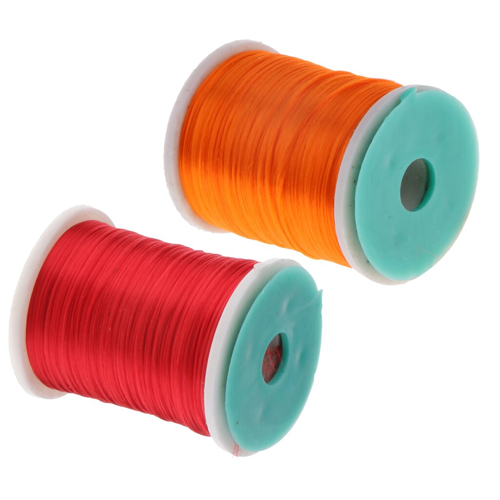 2Pcs 210 Denier Fly Tying Thread Fishing Flies Streamer Tying Accessory 250m Orange Red