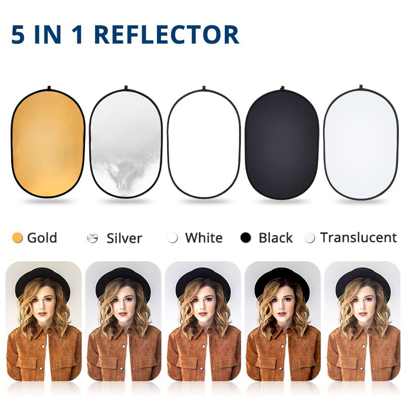 60*90 Cm Opvouwbare Reflector Draagbare Inklapbare 5 In 1 Reflector Multi Disc Photo Light Reflector 24*35 inch Ovale Refletor