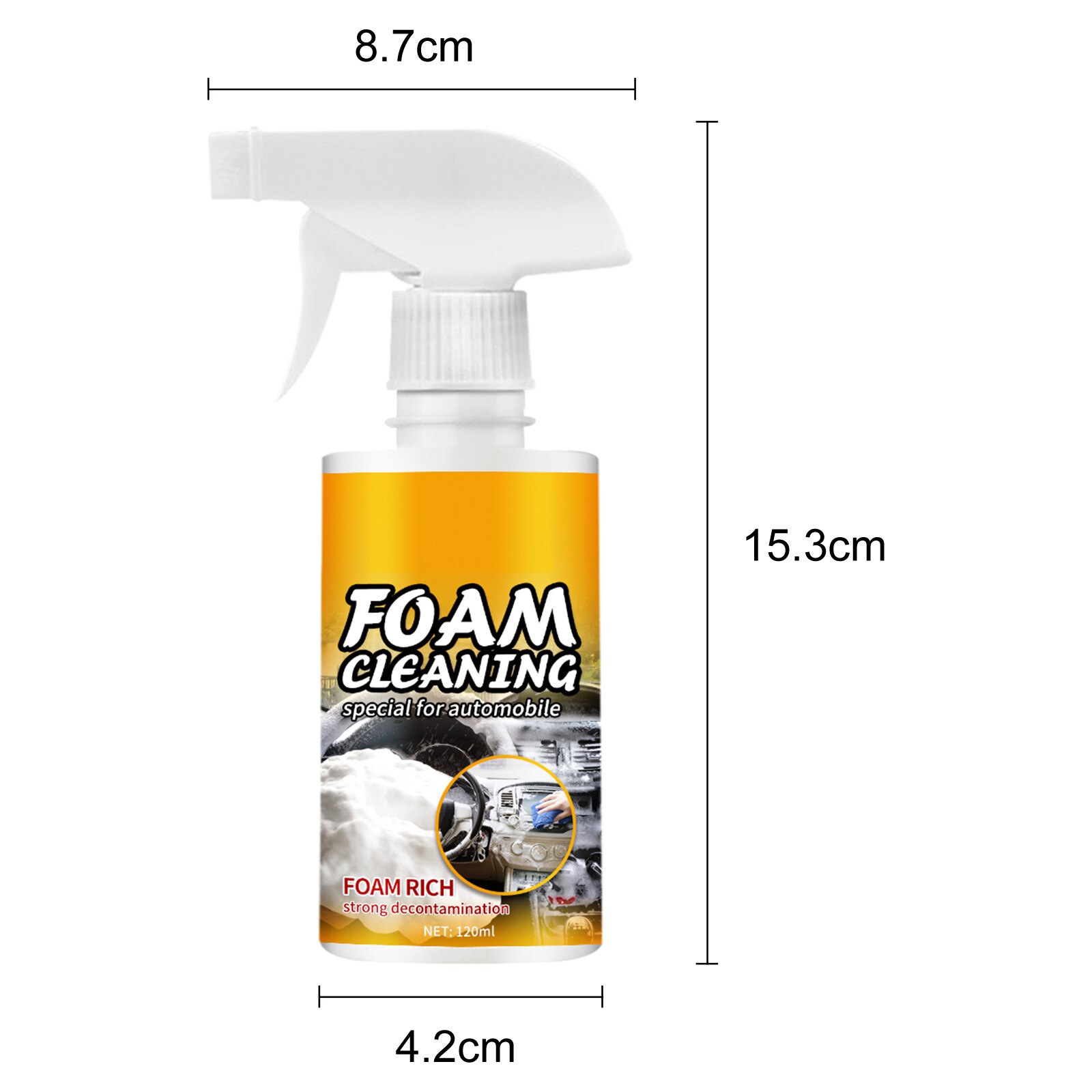 Multipurpose Foam Cleaner for Car Seat Steering Wheel Rinse-Free Car Interior Cleaner Easy to Use Leather Cleaner Car Cleaning