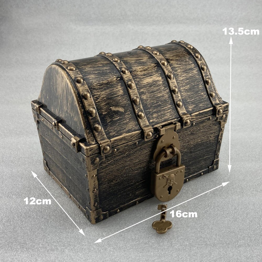 Plastic Pirate Treasure Box Crystal Gem Jewelry Box Storage Organizer Chest Box Treasure For Jewelry Gem Trinket Box: Ancient copper Large