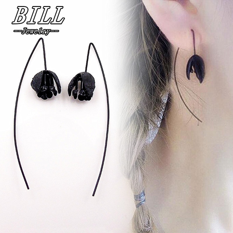 Zwarte Bloem Oorbellen Voor Vrouwen Mode-sieraden Boucle D' Oreille Dangle Brincos Minimalistische Ol Oorbellen