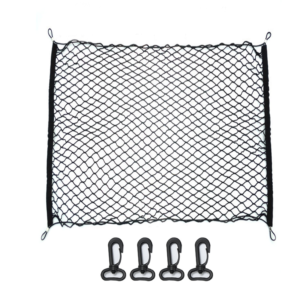 Universelt 100 x 100cm bagasjenett for bil med 4 kroker elastisk bagasjenett lastorganisator oppbevaring nylonnett bilinteriørnett