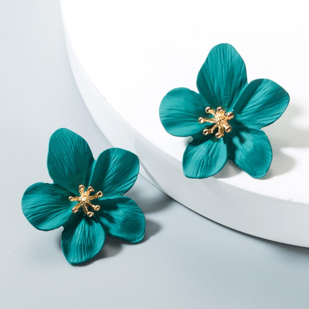 niedlich Schmuck Große Doppel Blume stud Ohrringe Für Frauen Sommer Stil Party Hochzeit Übertrieben schwarz Ohrringe