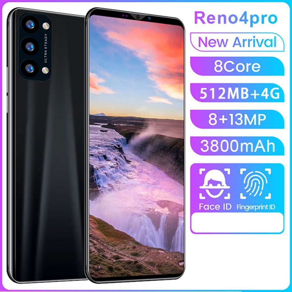Reno4 Pro Smartphone 5.8 Inch Smartphone 512M + 4G 3D Glas Plated Back Cover High Definition Achteruitrijcamera