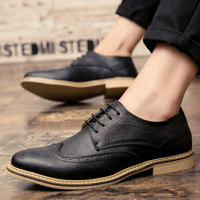 Chaussures pour hommes, chaussures habillées classiques, chaussures d'affaires formelles, chaussures en cuir rétro, chaussures richelieu pour hommes, chaussures à lacets, calzado hombre: Noir / 9