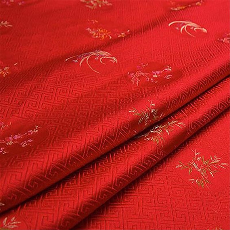 Brokade polyester stof blomster jacquard mønster fremragende søde stof til pakke dekoration brug: 1 rød