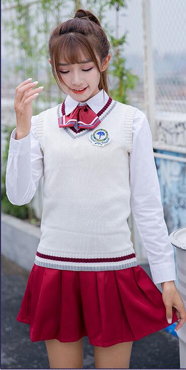 Students School Uniform Adult British Style Middle School Clothes 4pcs Male Clothes Leisure Style Suit D-0583: Girls / XXL