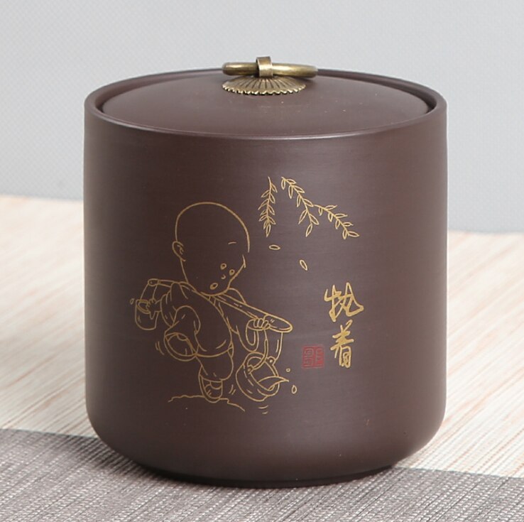 Airtight Canister Zisha Tea Box Kitchen Storage Bottles Jars Food Container Grains Tea Coffee Beans Grains Candy Jar Containers: Pattern 16