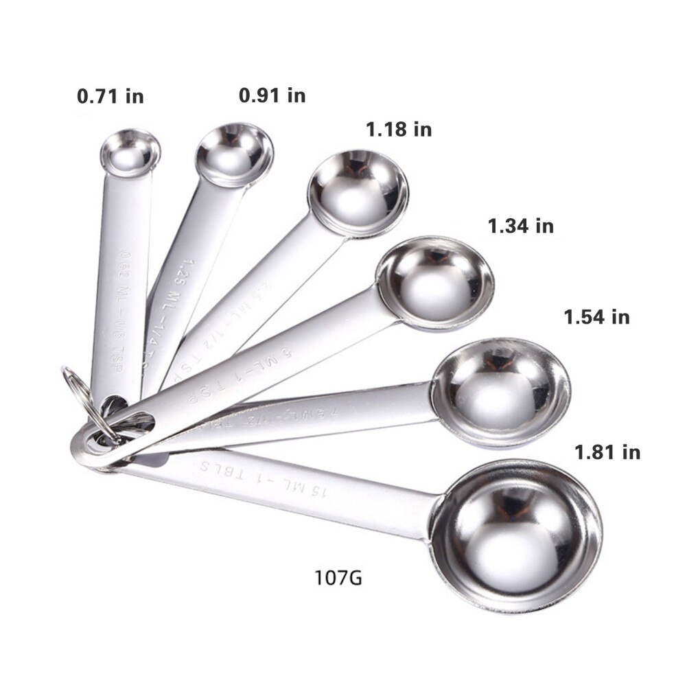 6/7 pçs colheres de medição de aço inoxidável multiuso criativo cozimento cozinhar tempero colheres de medição acessórios de cozinha: 6pcs 