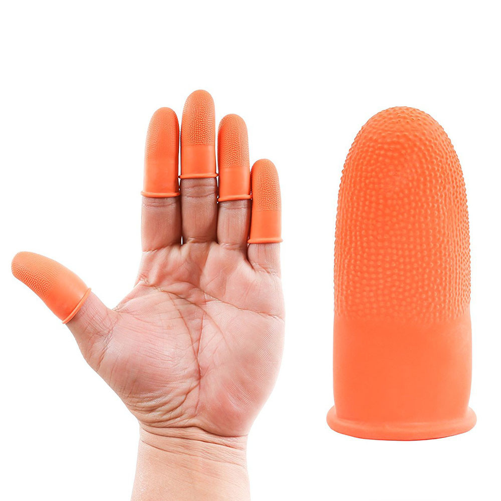 100 Pcs Disposable Finger Cover Natural Rubber Gloves Non-slip Latex Finger Cots Fingertips Protector Gloves Non-toxic: Default Title