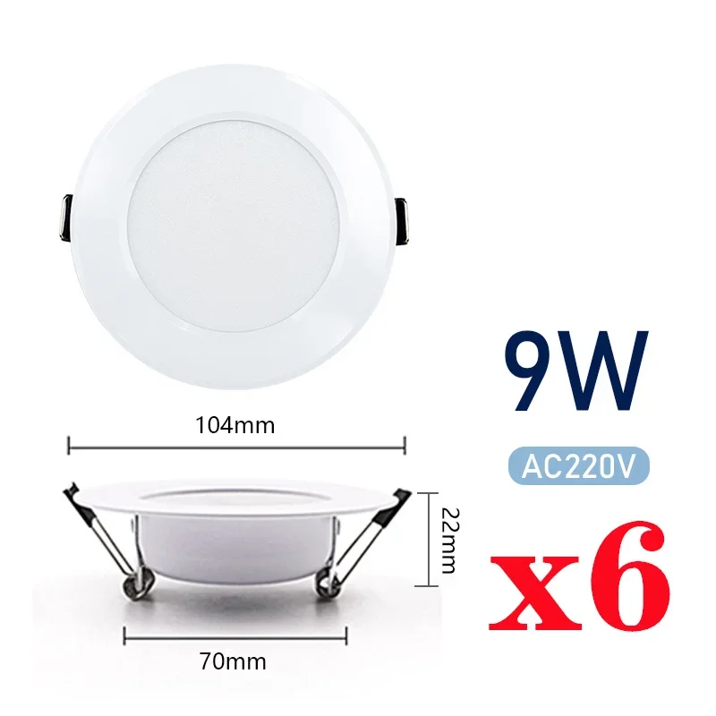 6 unids/lote LED Downlight 3W 5W 7W 9W 12W 15W AC220V 240V blanco frío cálido lámpara Led empotrable foco bombilla Led para dormitorio cocina: Verde / YELLOW