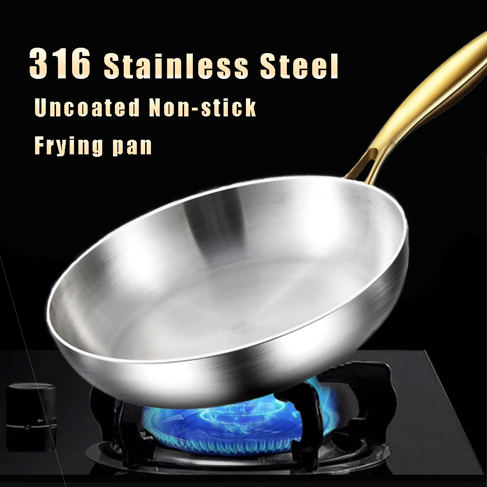30 cm Bratpfanne Antihaft-Wok 316 Edelstahl Hausmannskost Steak Pfanne Gasherd Topf Induktion Topf Küche Kochgeschirr