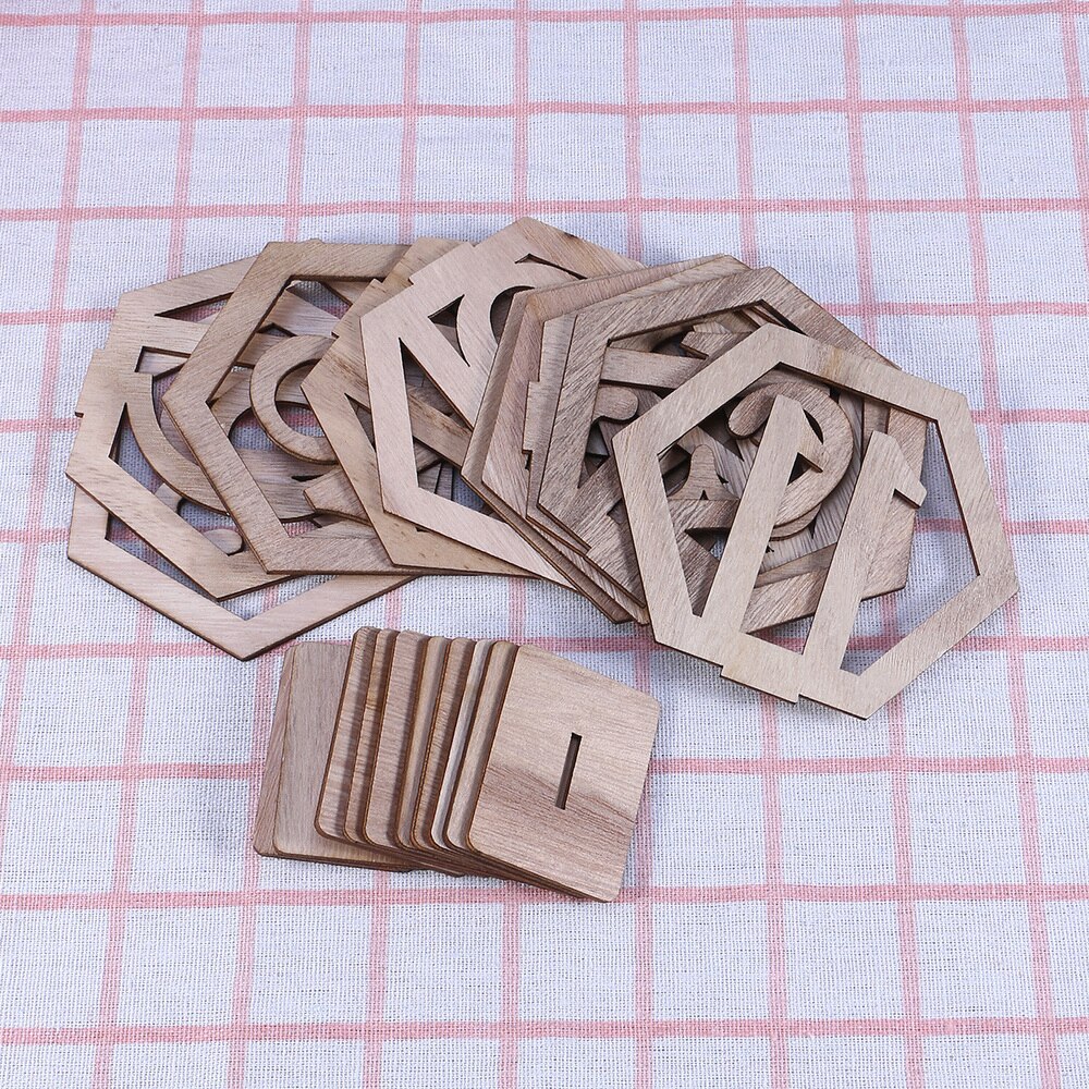 20 piezas 1-20 asiento número de madera hexagonal asiento número boda Número de madera para mesa s decoración hueco-Número de madera para mesa decoración f