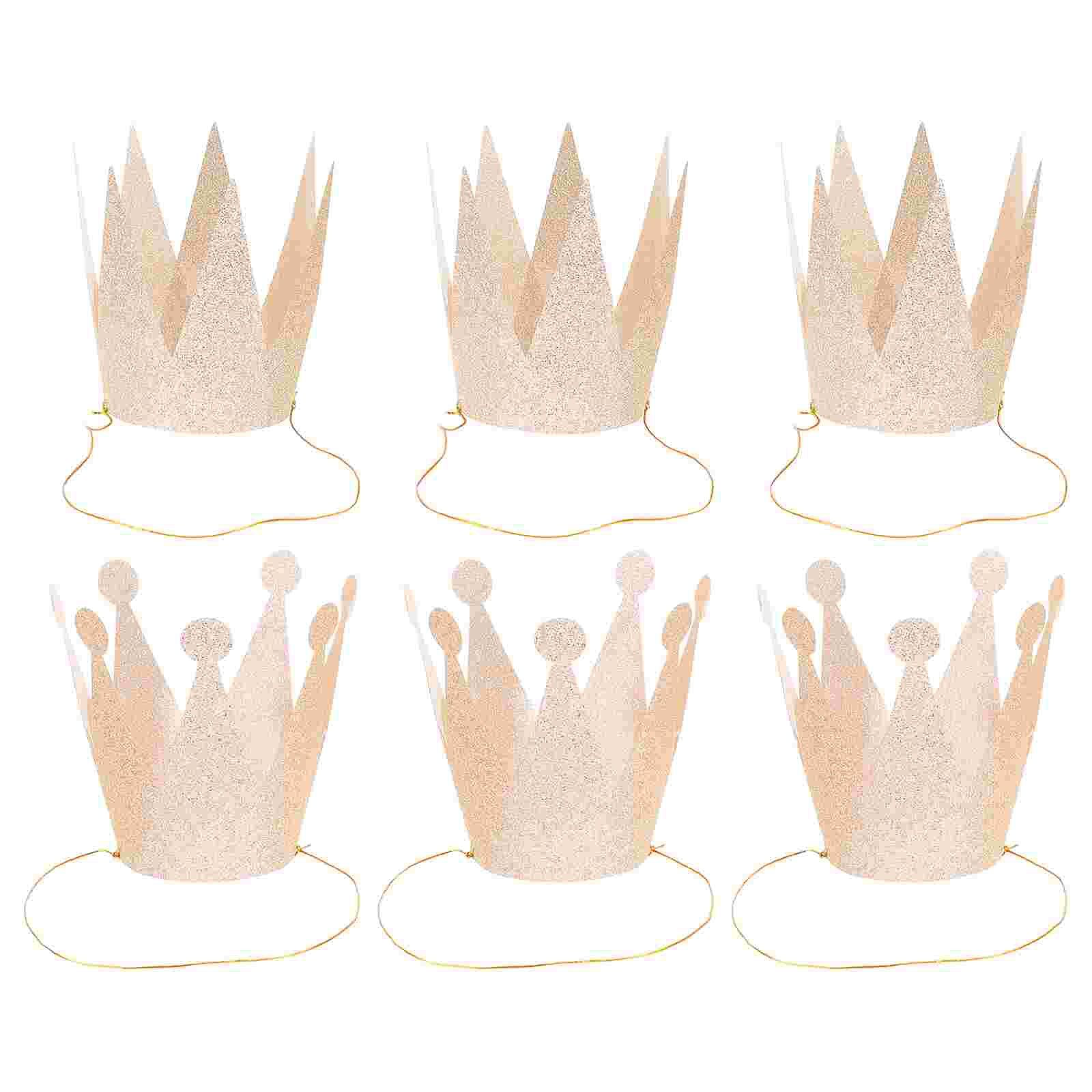 6Pcs Birthday Crown Hats Exquisite Glitter Chic Delicate Party Hats for Gathering Party Birthday: Champagne