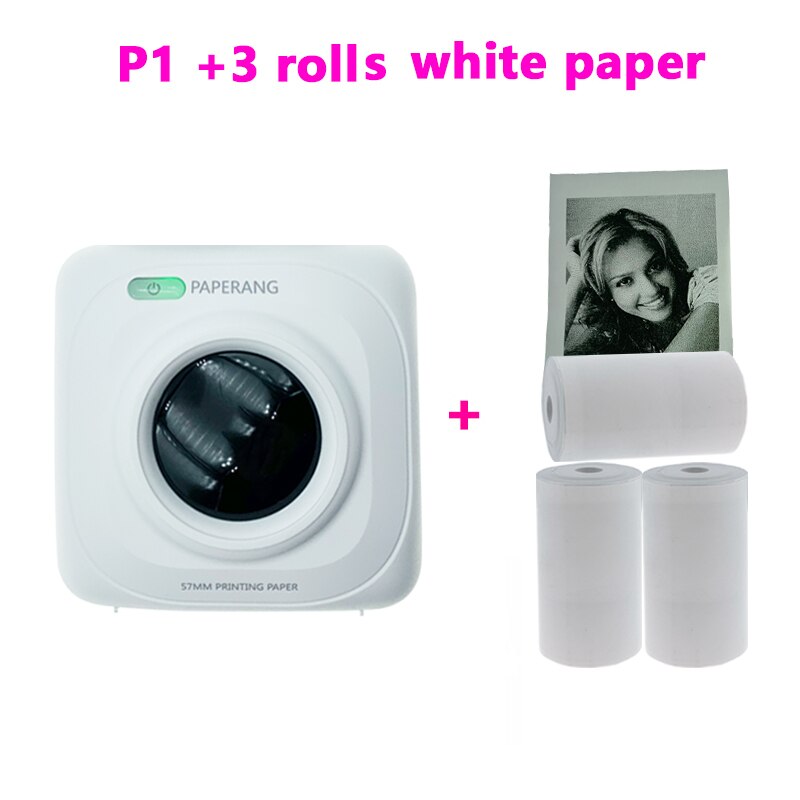 Paperang – mini-imprimante photo thermique Portable P1, bluetooth, USB, pour téléphone Android et iOS: P1 3 Rolls white