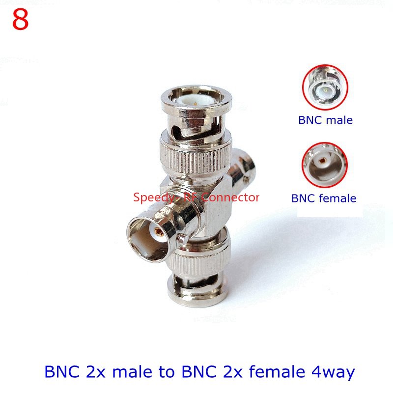 Conector divisor Q9 tipo T de 3 vías y 4 vías, conector BNC a BNC macho hembra, adaptador Coaxial RF, cobre y latón, rápida, 1 piezas: Naranja