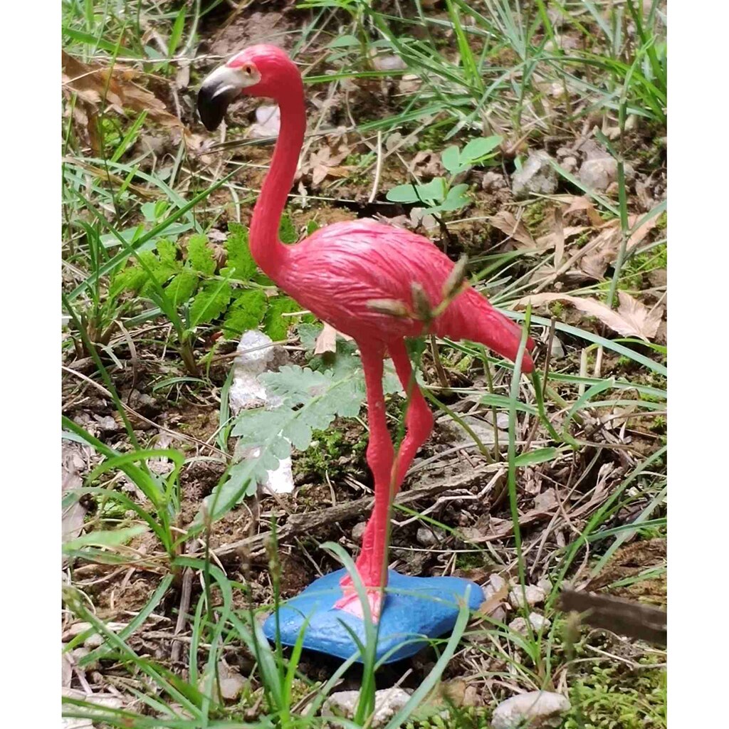 2PCS Realistic Red Flamingo Bird Model Figure Model Home Ornaments