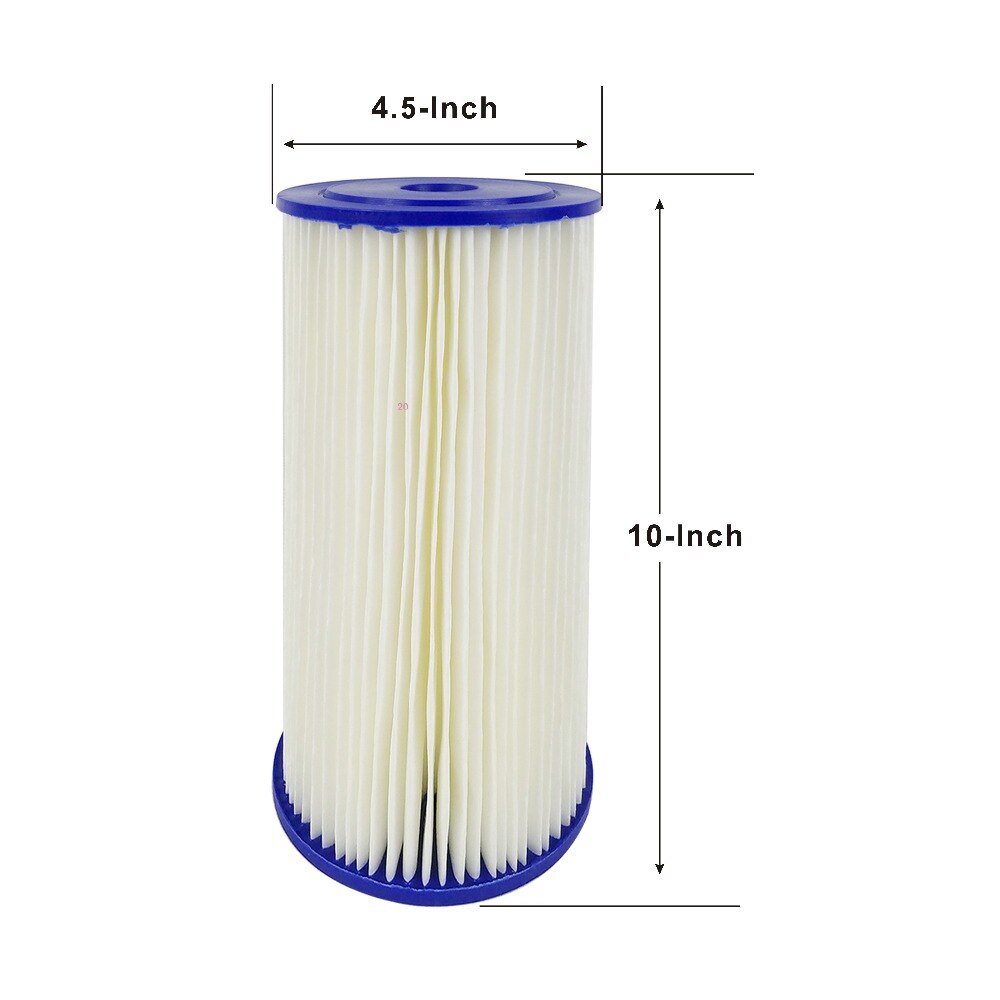 20 Micron - High Flow Whole House Sediment Pleated Filter Cartridge, Washable 10" L x 4-1/2" OD Big Blue Cartridges