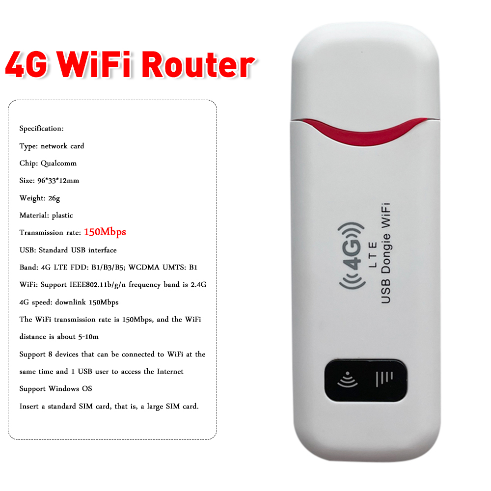 4G/5G Mobile WIFI Router 150Mbps 4G LTE Wireless USB Dongle Modem Stick Sim Card Pocket Hotspot WiFi Broadband for Home Office: Blue