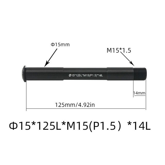 Road Bike Thru Axle Replacement Front/Rear Thru Axle 12/15mm 122-181L P1.5/P1.75 MTB Thru Axle Wheel Aluminum Alloy Bike Accs: 125LxM15  P1 5 x14L