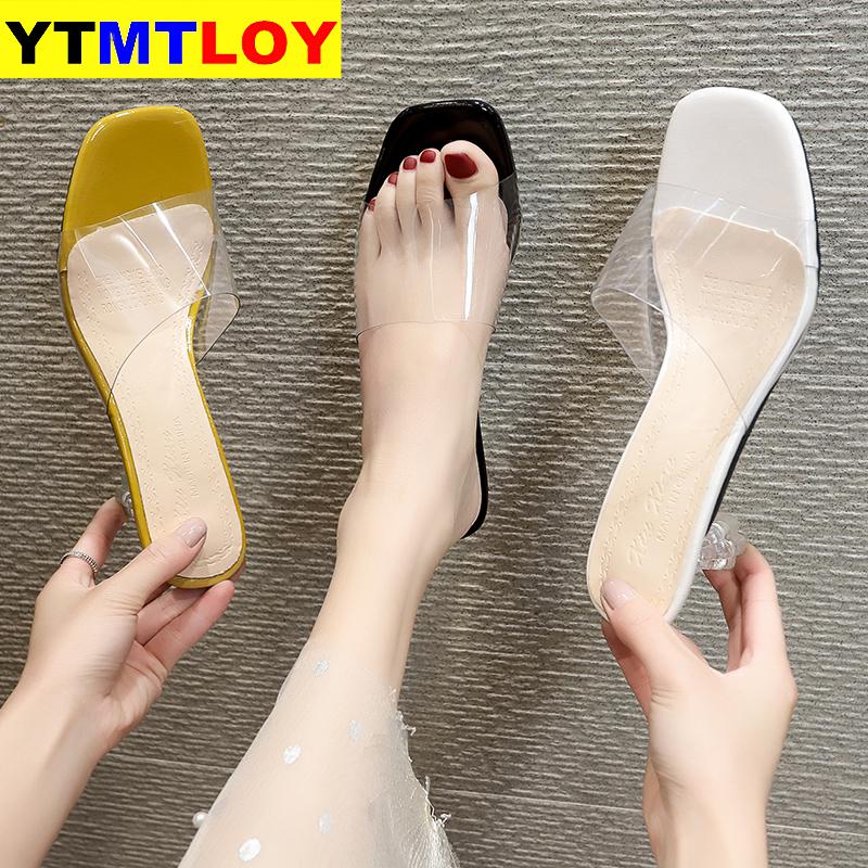 Transparent Women Sandals Crystal Pointy Toe High Heels Shoes Woman Perspex Spike Heel Back Strap Pumps Casual Pvc Gladiator