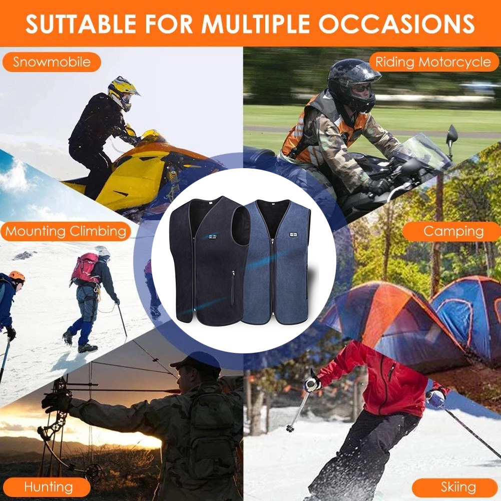 Ricarica USB gilet autoriscaldante a temperatura regolabile a 3 velocità gilet riscaldato lavabile giacca riscaldante senza maniche elettrica invernale uomo