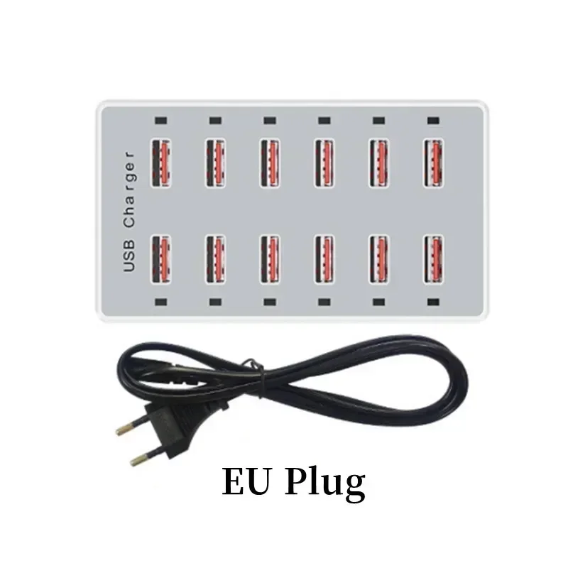 USB-laadstation 12-poorten oplader Desktop laadstation USB-oplaadhub Abs snel opladen mobiele telefoon US / EU / UK-stekker