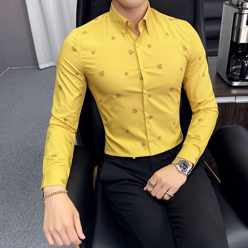 Menn dress skjorte langermet business skjorter casual slim fit skjorter formell sosial klassisk skjorte camisa masculina