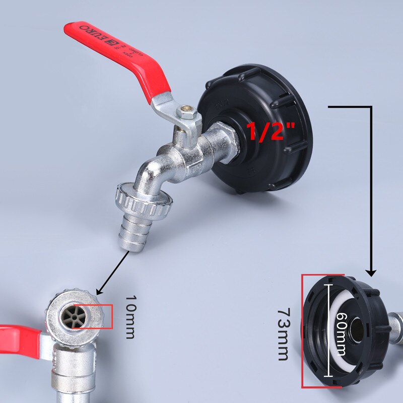 IBC Tank Alloy Tap Adapter S60x6 Coarse Thread Valve Fittings Garden Hose Connector Replacement Metal Drain tool: 3