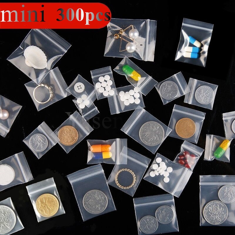 100-300 stück Mini Kleine Kunststoff Tasche Schmuck Reißverschluss Reißverschluss sperren Wiederverschließbaren Kunststoff transparent Mini Tasche Verschiedene Größen