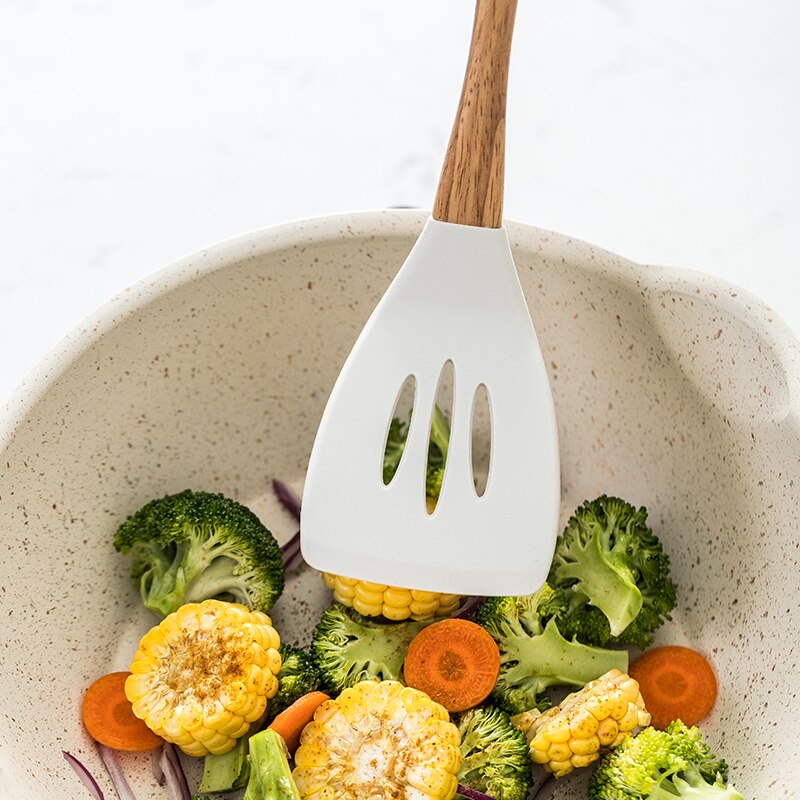 Conjunto de utensilios para cocina de silicona de primera , escurridor, cuchara para sopa, colador, servidor de Pasta, utensilio de Hornear en Casa