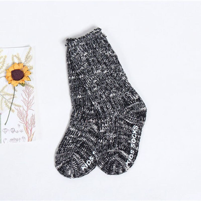 Winter Warme Baby Socken Calcetines Gemischt Farbe Gestrickte Socken Neugeborenen Baby Junge Mädchen Dicke Socken: schwarz