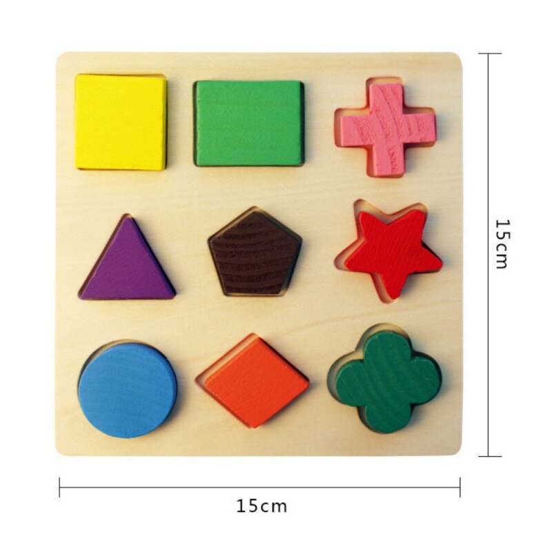 Kids Wooden Jigsaw Puzzle Geometric Shape Board Cognitive Matching Board Early Educational