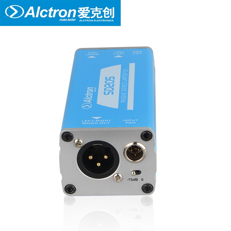 Alctron SD205 passive stereo DI box convert unbalanced to balance audio signal processor passive stereo laptop DI